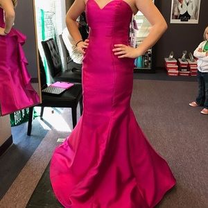 blush hot pink prom dress